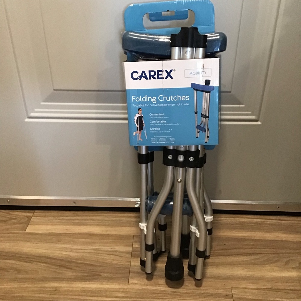 Blue Folding Crutches - Lightweight Foldable Mobility Aid